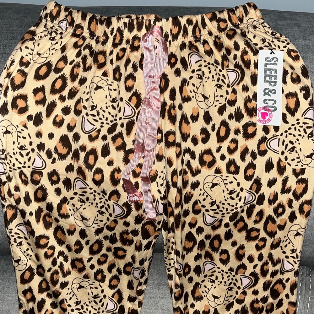 NWT Leopard Print Pajama Pants with Pink Accents